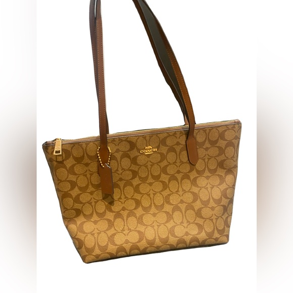 Coach Handbags - Coach Tan Signature Tote Bag